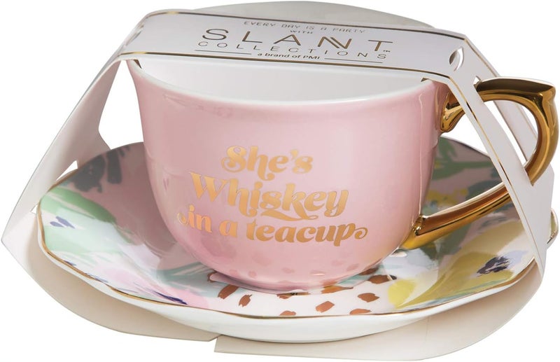 Slant Collections Ceramic Tea Cup and Saucer Set 5Ounce Whiskey - Image 4