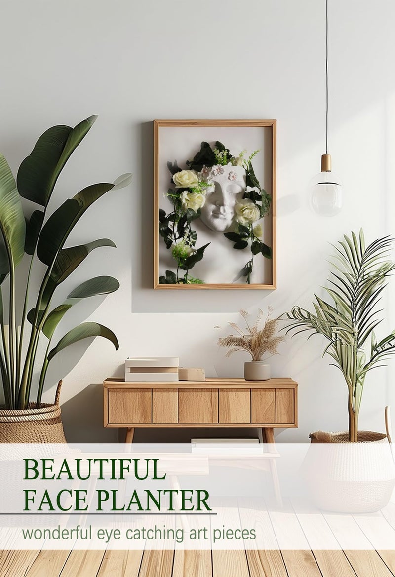 KOXHERO Face Shape Wall Planter Elegant White Resin Wall-Mounted Head Pot with Drainage Hole Unique Small Vase Holder for Succulents, Hanging Plants & Home Decor Beautiful Gift for Plant Lovers - Image 4