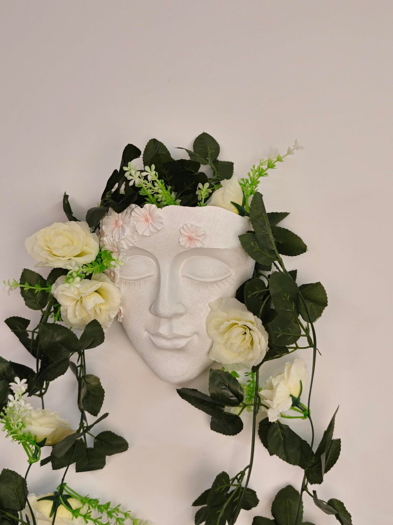 KOXHERO Face Shape Wall Planter Elegant White Resin Wall-Mounted Head Pot with Drainage Hole Unique Small Vase Holder for Succulents, Hanging Plants & Home Decor Beautiful Gift for Plant Lovers - Image 5