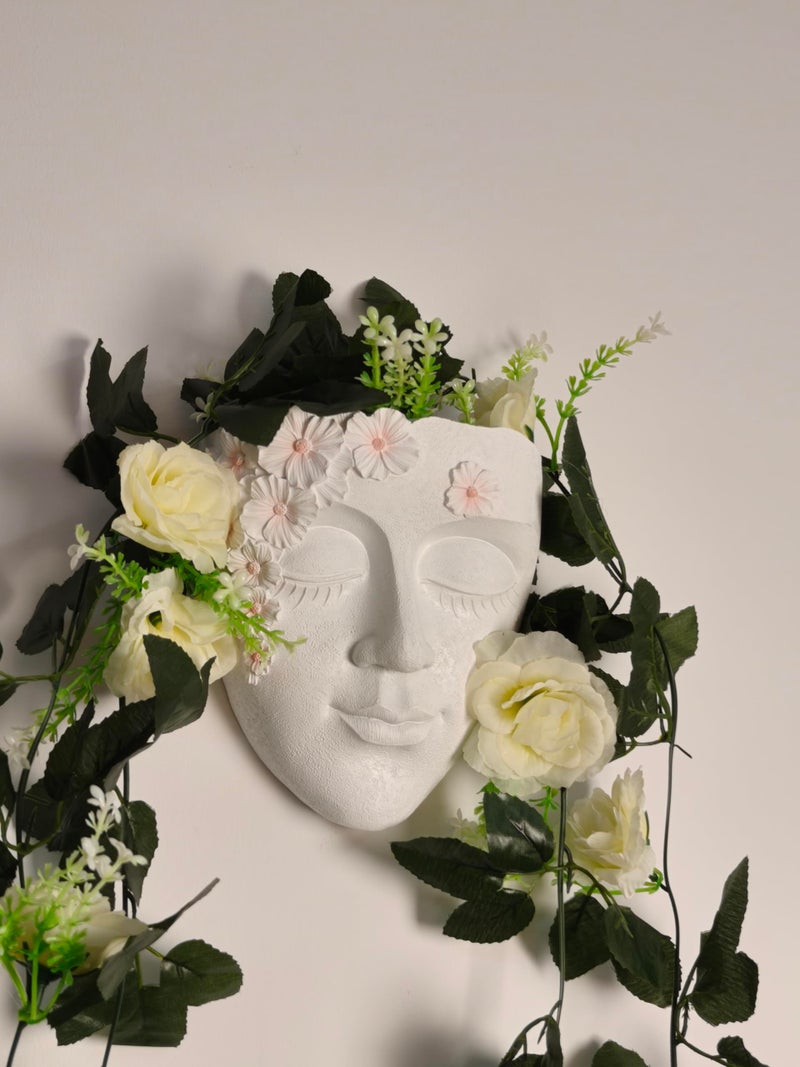 KOXHERO Face Shape Wall Planter Elegant White Resin Wall-Mounted Head Pot with Drainage Hole Unique Small Vase Holder for Succulents, Hanging Plants & Home Decor Beautiful Gift for Plant Lovers - Image 1
