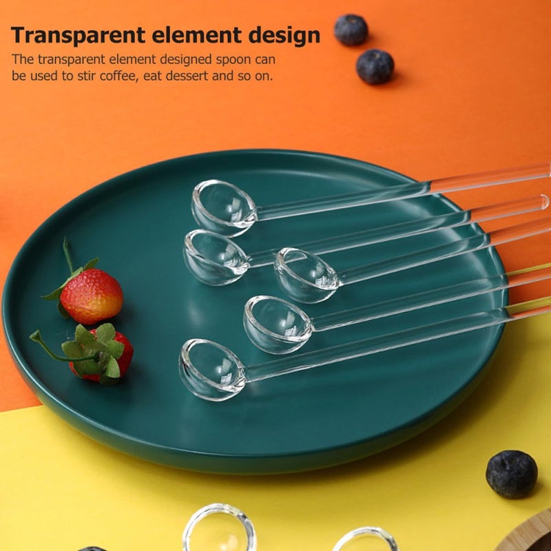 Reusable Borosilicate Glass Stirring Spoons 8pcs 2 5x12cm for Coffee Tea Dessert - Image 4