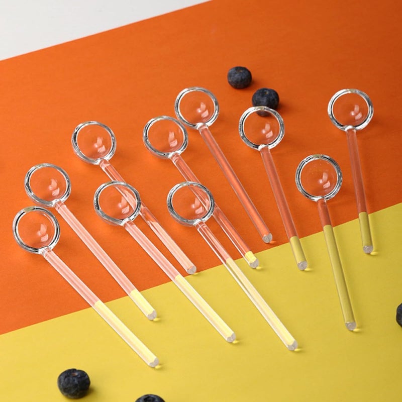 Reusable Borosilicate Glass Stirring Spoons 8pcs 2 5x12cm for Coffee Tea Dessert - Image 5