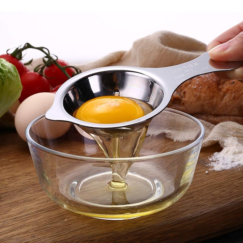 DANSR DANSR Egg Separator Stainless Steel Egg White Separator and Egg Yolk Separator Egg Divider Egg Strainer Spoon Filter Kitchen Baking Tools Silver  - Image 2