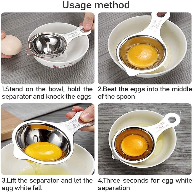 DANSR DANSR Egg Separator Stainless Steel Egg White Separator and Egg Yolk Separator Egg Divider Egg Strainer Spoon Filter Kitchen Baking Tools Silver  - Image 4