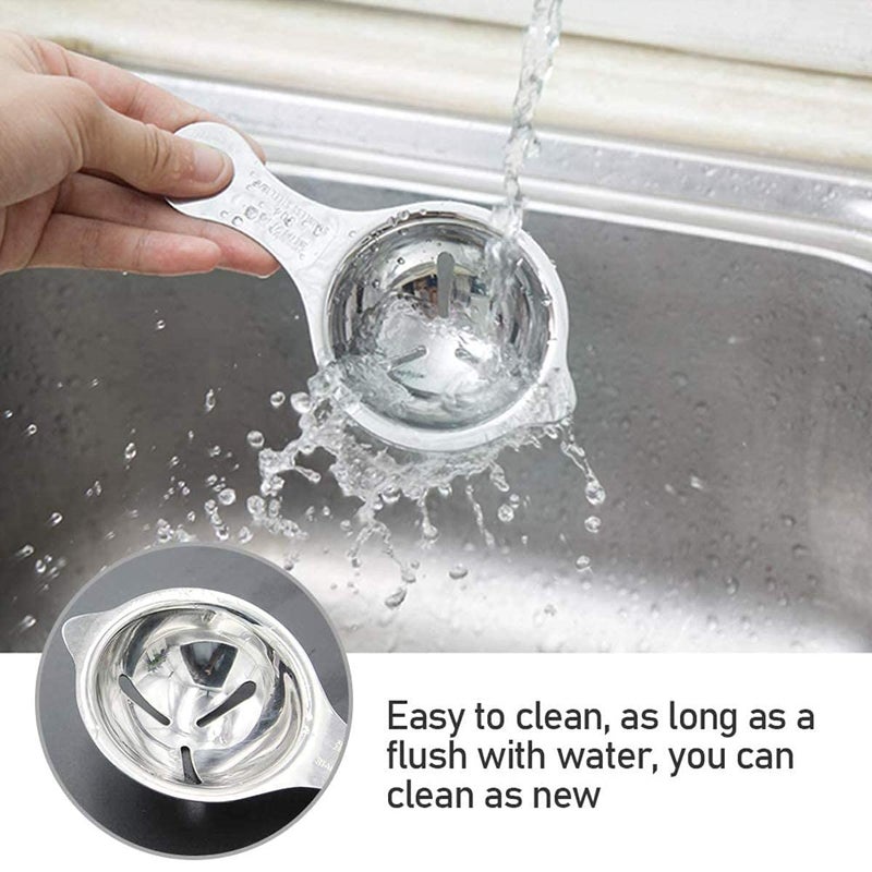 DANSR DANSR Egg Separator Stainless Steel Egg White Separator and Egg Yolk Separator Egg Divider Egg Strainer Spoon Filter Kitchen Baking Tools Silver  - Image 5