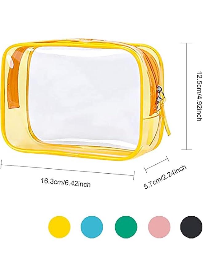 BWSJ 5 Waterproof Clear PVC Zippered Cosmetic Bags with Handle Strap for Travel Bathroom and Organization - Image 2