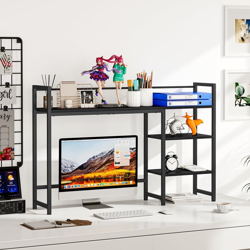 Snughome Desk Shelf, 44.9" Large Desktop Organizer Shelf, Desk Hutch for Monitor, 4 Tier Display Rack, Wooden Desktop Bookshelf Storage Rack for Home Office Dorm - Image 2
