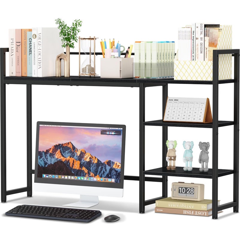 Snughome Desk Shelf, 44.9" Large Desktop Organizer Shelf, Desk Hutch for Monitor, 4 Tier Display Rack, Wooden Desktop Bookshelf Storage Rack for Home Office Dorm - Image 1