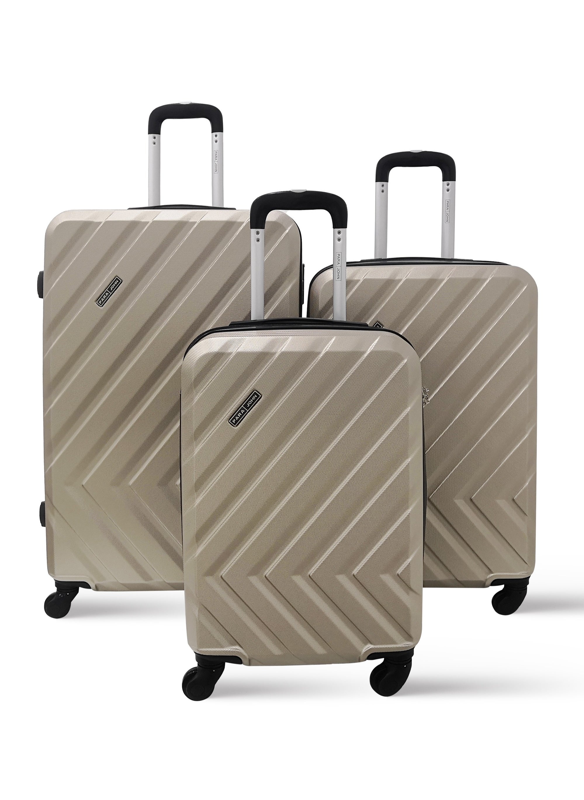 3 Piece Hardside Luggage Trolley Set Gold 