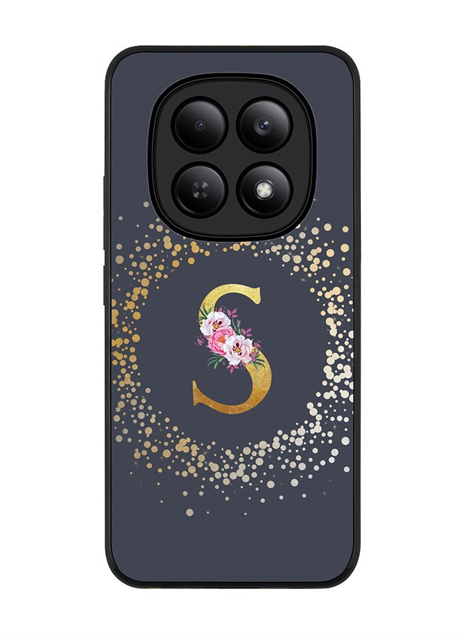 For Xiaomi Redmi Note 15 4G Case,Slim fit Camera Protection, Shockproof Thin Phone cover  - Custom Monogram Floral - S  (Grey )