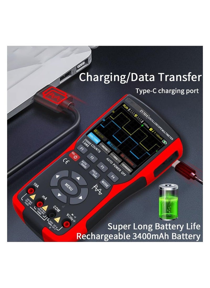 Generic - 3in1 Digital Multimeter Tester, Multi Tester, Smart Measurement, Auto-Ranging Voltmeter, LCD Display, Tester with Dual-Channel Oscilloscope, Voltage, Current, Resistance, Continuity, Diode - Image 1