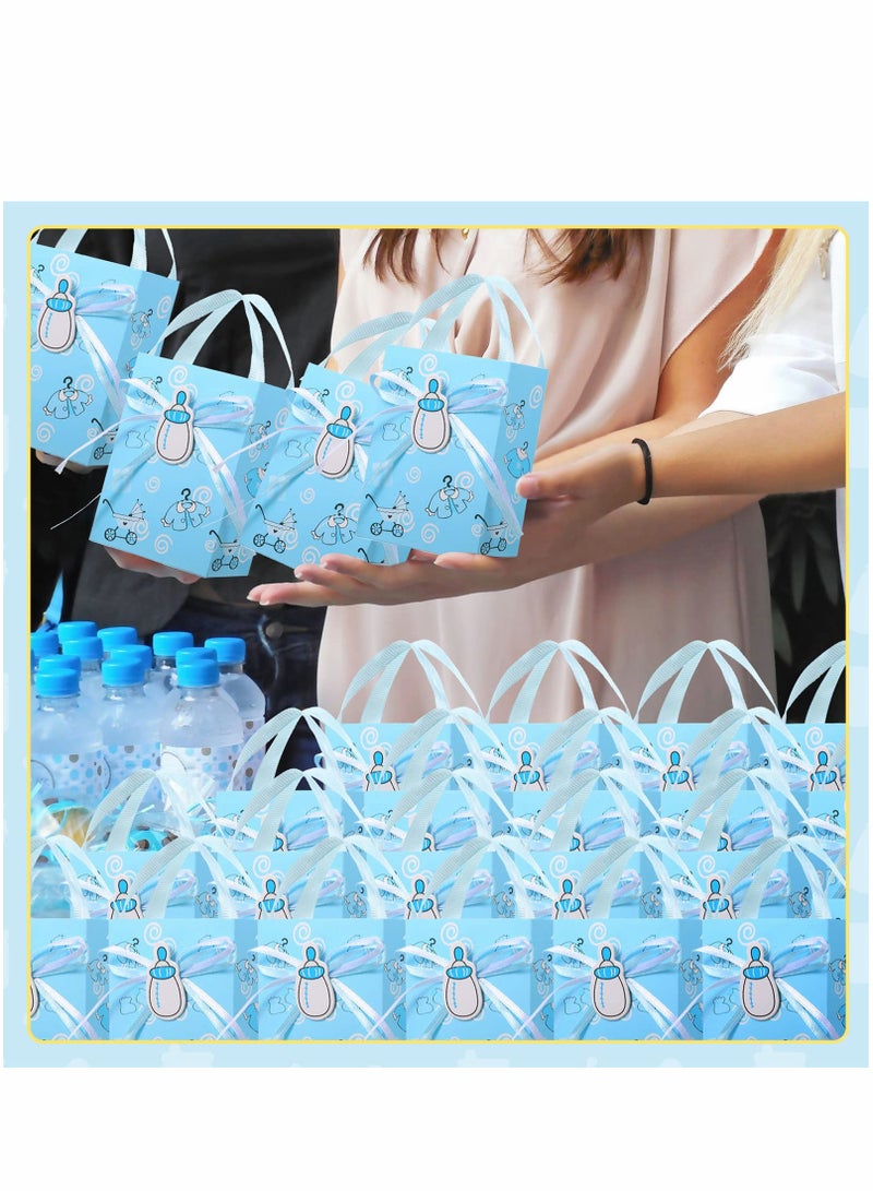 Excefore Party Gift Bags, 24 Pcs Baby Shower Party Decoration Goodie Bags Birthday Party Treat Bags Blue Candy Bags With Handles for Boys Kids Birthday Baby Shower Party Favors Supplies Return Gifts  - Image 5