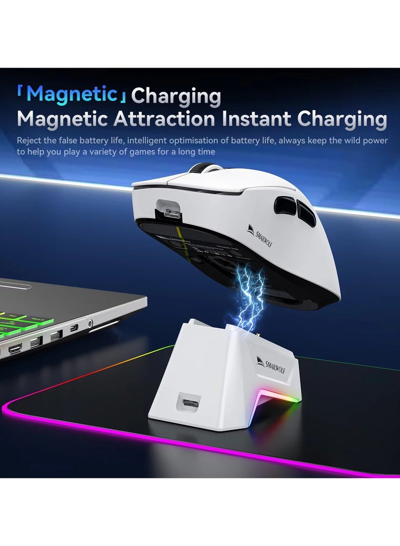SMAILWOLF M6 Tri-mode Bluetooth Wireless Gaming Mouse with with Magnetic Charging Dock, Lightweight Anti Slip Mouse, PixArt PAW3311 Sensor, 12K DPI, BT/2.4Ghz/Wired, for PC/MAC - Image 3