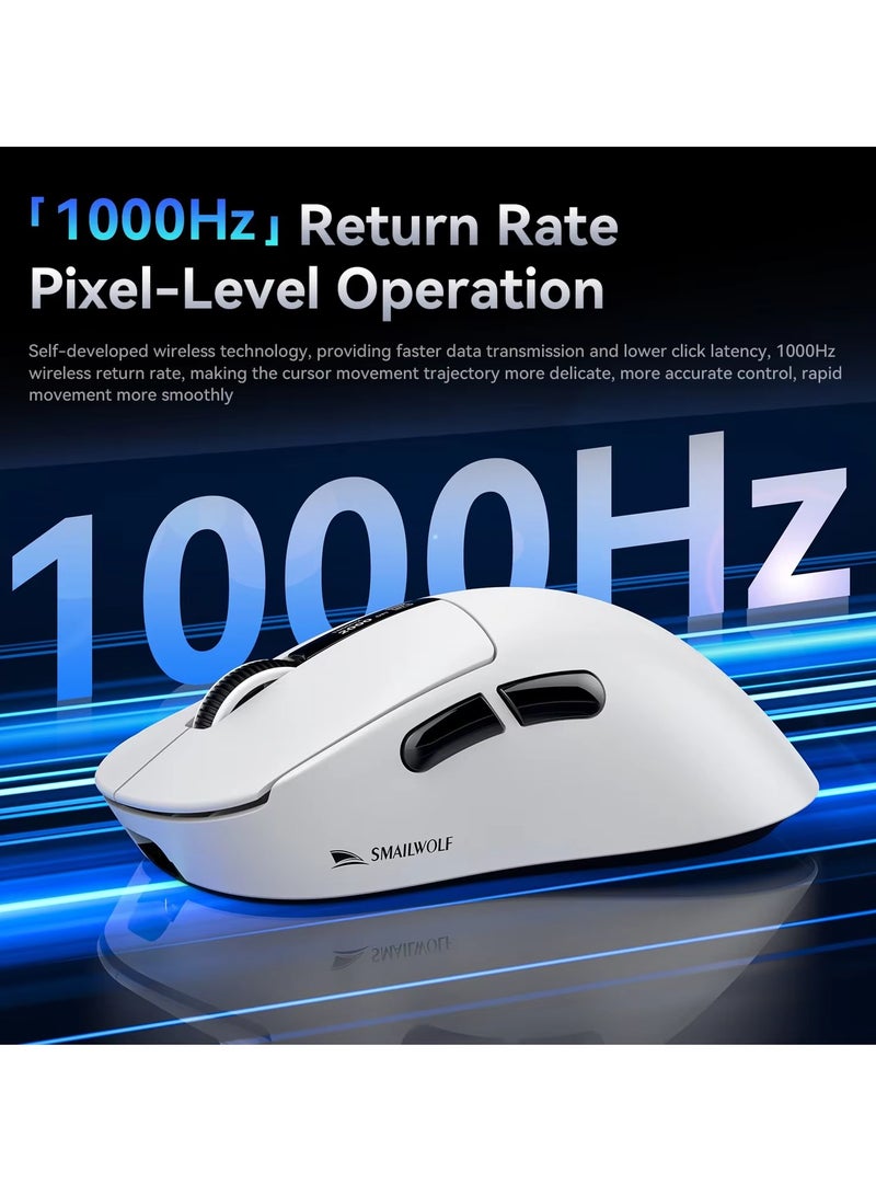 SMAILWOLF M6 Tri-mode Bluetooth Wireless Gaming Mouse with with Magnetic Charging Dock, Lightweight Anti Slip Mouse, PixArt PAW3311 Sensor, 12K DPI, BT/2.4Ghz/Wired, for PC/MAC - Image 2