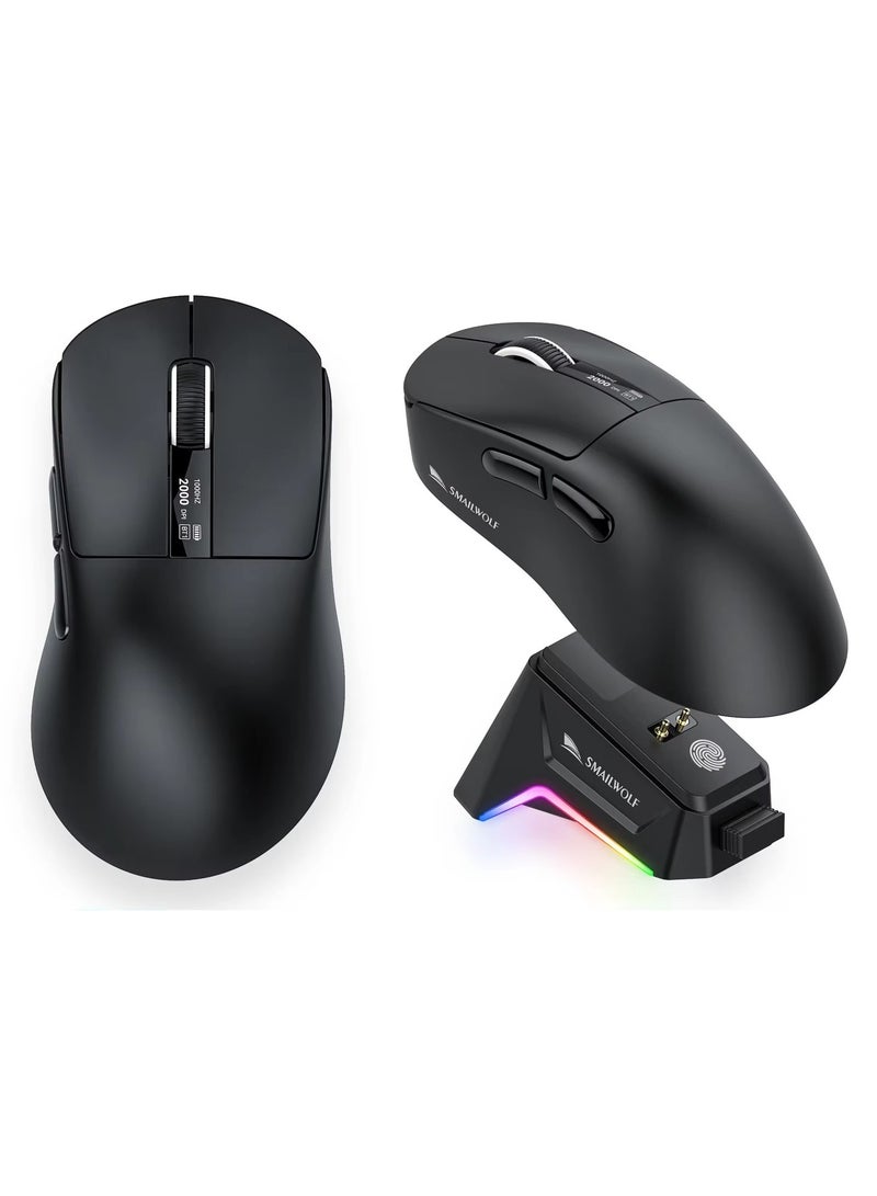 SMAILWOLF M6 Tri-mode Bluetooth Wireless Gaming Mouse with with Magnetic Charging Dock, Lightweight Anti Slip Mouse, PixArt PAW3311 Sensor, 12K DPI, BT/2.4Ghz/Wired, for PC/MAC - Image 1