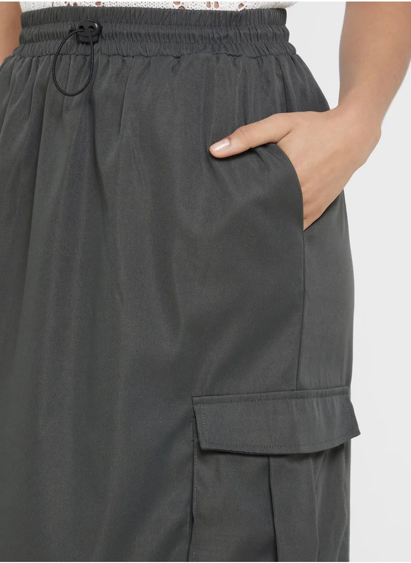 ONLY Side Pockets Elasticated Waist Maxi Skirt