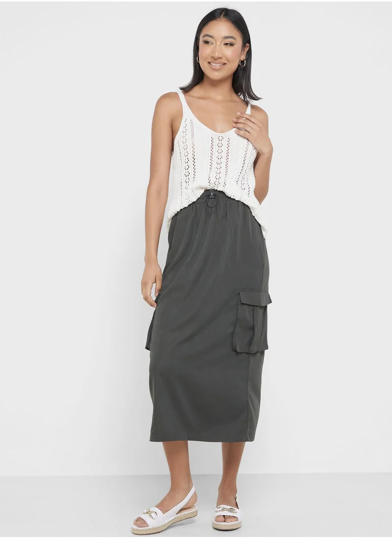 ONLY Side Pockets Elasticated Waist Maxi Skirt