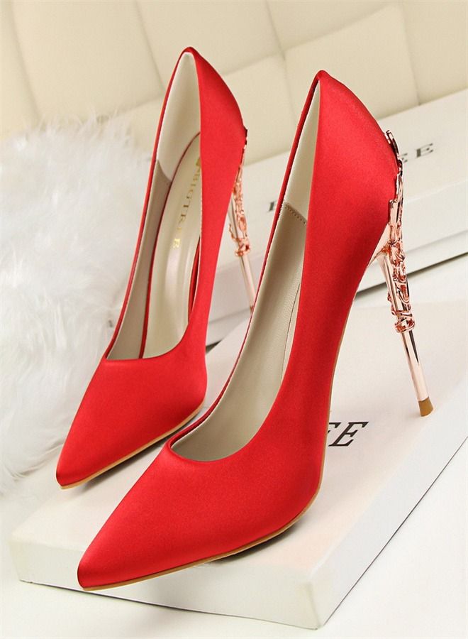 BIGTREE Fashion Pointed High Heels 10CM Red 
