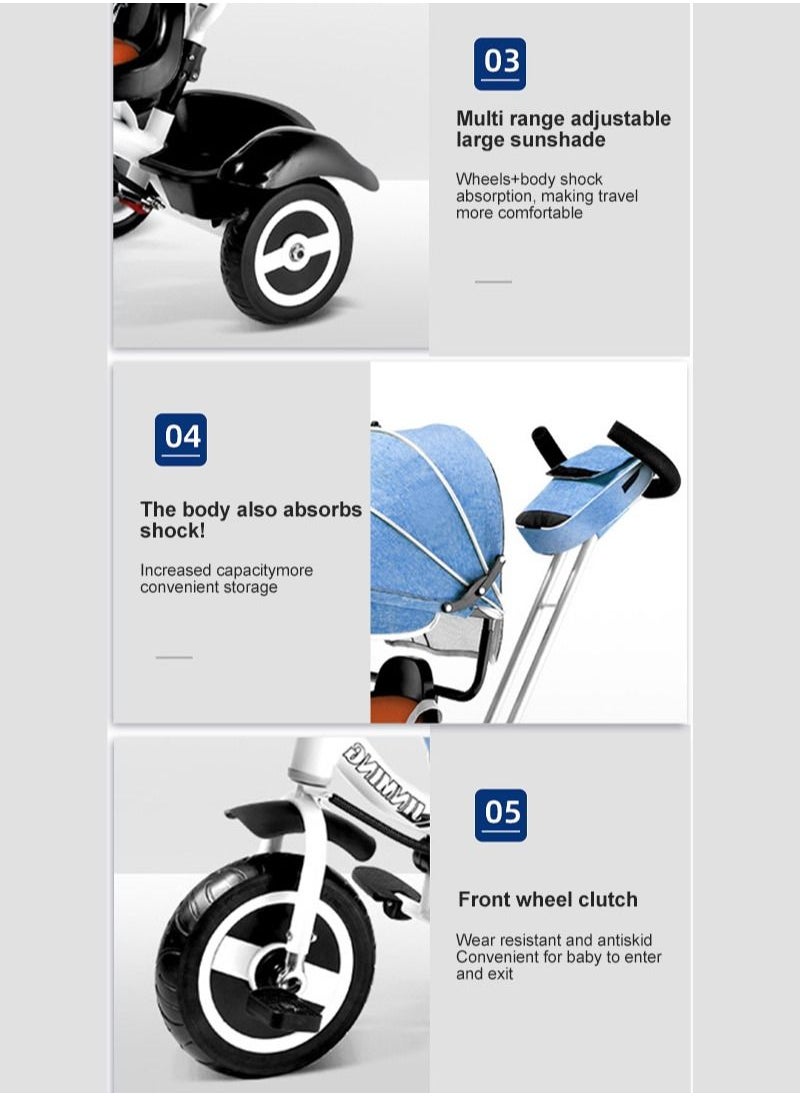Sharpdo Tricycle for Kids, Folding 2-Way Swivel Seat for Baby and Toddler 1-6 Years Boys and Girls, Kids Bicycle with Adjustable Push, Handle,Removable  - Image 5
