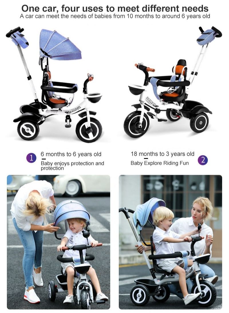 Sharpdo Tricycle for Kids, Folding 2-Way Swivel Seat for Baby and Toddler 1-6 Years Boys and Girls, Kids Bicycle with Adjustable Push, Handle,Removable  - Image 2