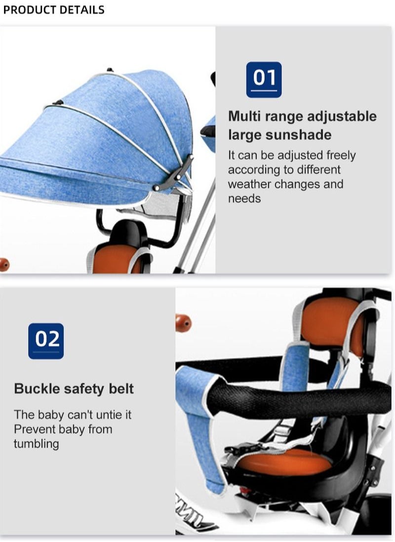 Sharpdo Tricycle for Kids, Folding 2-Way Swivel Seat for Baby and Toddler 1-6 Years Boys and Girls, Kids Bicycle with Adjustable Push, Handle,Removable  - Image 4