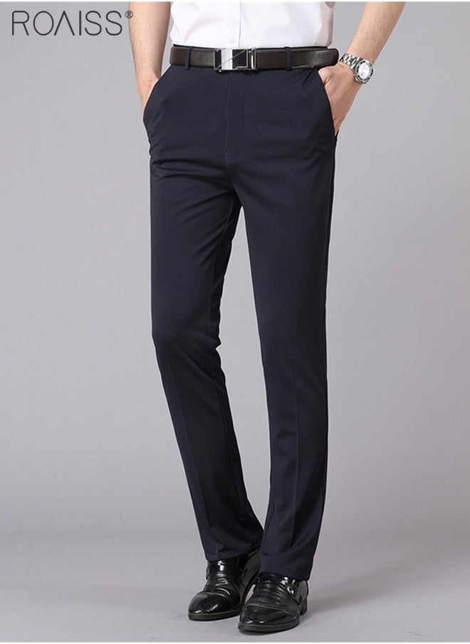 Men's Fashion Casual Business Pants Summer Light Thin High Elastic Pure Black Suit Pants With Pockets On Both Sides Straight Pants - pzsku/ZBD46C8A1DE72D4A2B864Z/45/_/1715051581/f6147e01-7343-4887-9953-c249236a187b