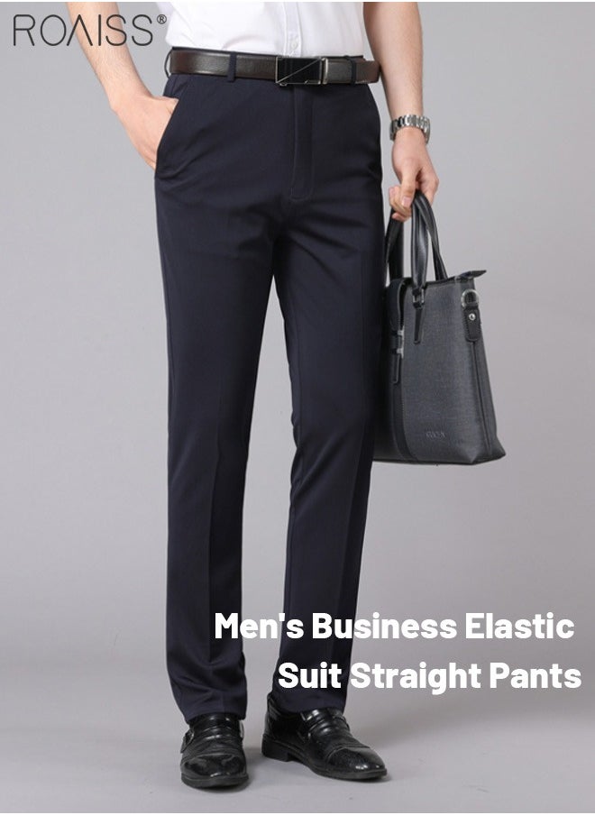 Men's Fashion Casual Business Pants Summer Light Thin High Elastic Pure Black Suit Pants With Pockets On Both Sides Straight Pants - pzsku/ZBD46C8A1DE72D4A2B864Z/45/_/1715051693/1c062906-c0e7-4f0a-af75-714284aa96f5