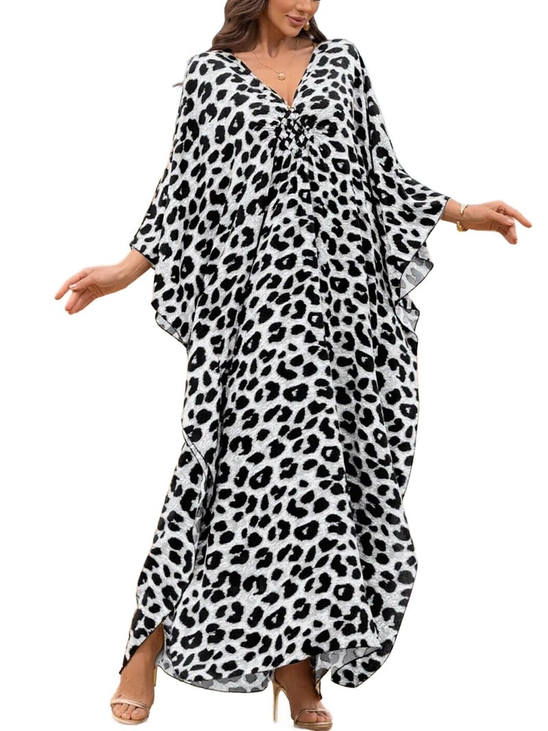 KEYLORTING Women's Plus Size Kaftan Dress â€“ plus size maxi dress Moo Moos Beach Cover Up,Bathing Suit Cover-Up Loungewear - Image 1