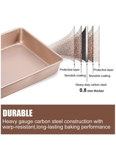 DAMAL Deep Baking Tray Set of 3 Non-Stick, Oven Baking Trays for Biscuits Bread Cakes, etc., Golden  - Image 2