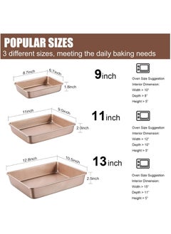 DAMAL Deep Baking Tray Set of 3 Non-Stick, Oven Baking Trays for Biscuits Bread Cakes, etc., Golden  - Image 3