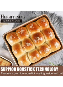DAMAL Deep Baking Tray Set of 3 Non-Stick, Oven Baking Trays for Biscuits Bread Cakes, etc., Golden  - Image 5