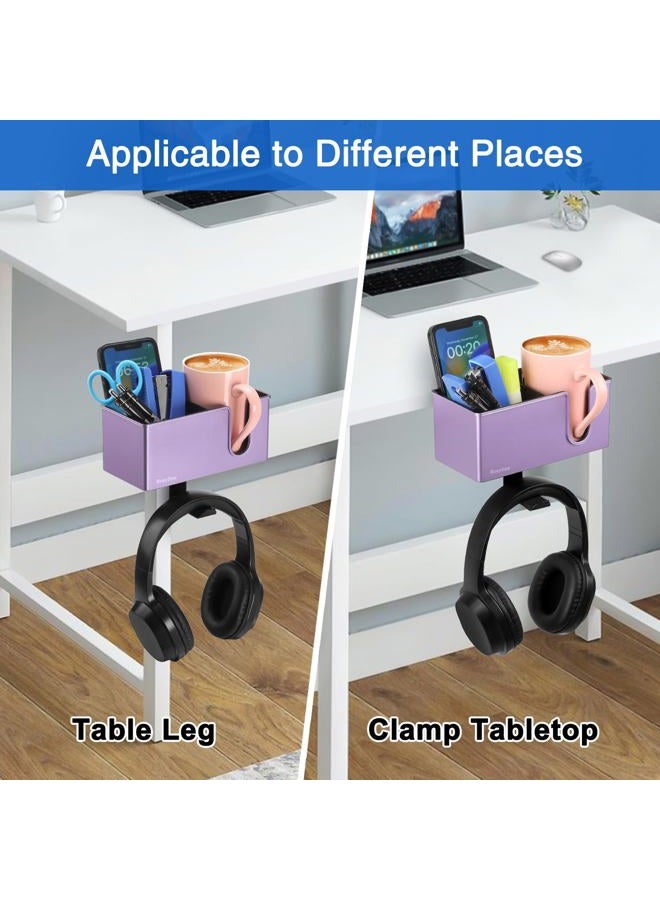 ROSYLINE Desk Cup Holder Clip on Pen Holder Headphone Hanger Headset Stand Rotatable Clamp Hook (Purple) - Image 4