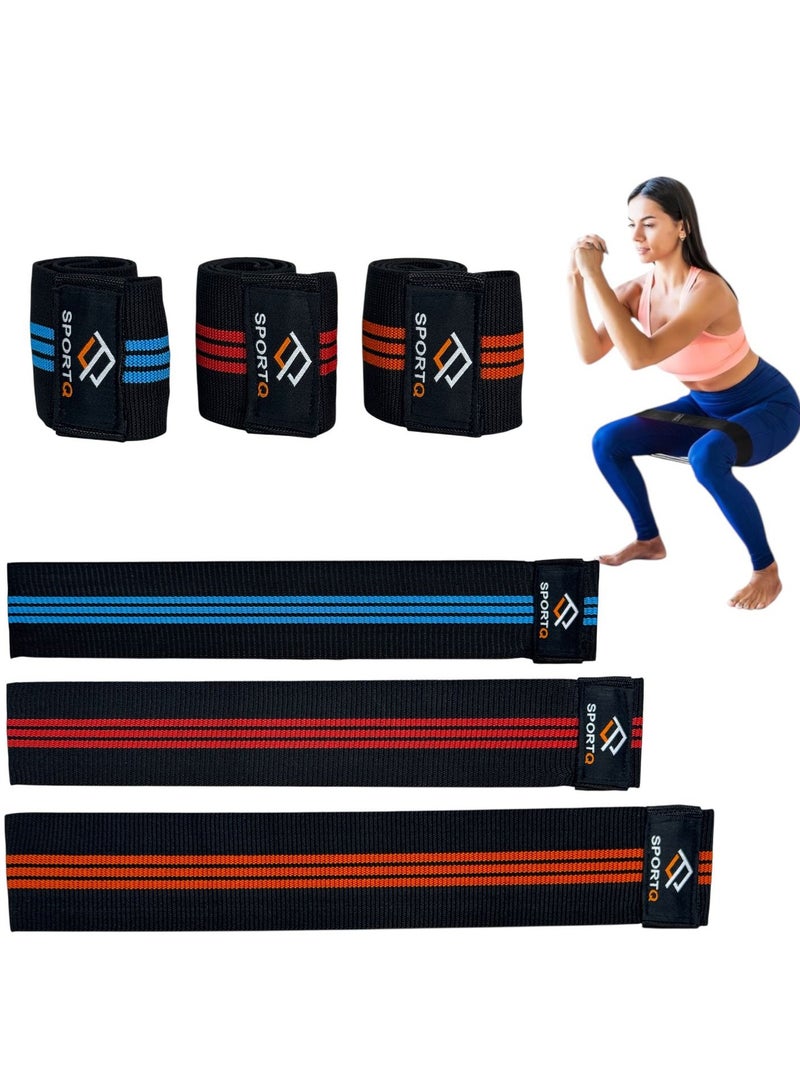 SportQ Premium Resistance Band Set for Legs, Sit Up Band Set, Wide Hip Bands, Exercise Resistance Bands, Non-Slip Elastic Belt Loops (Set of 3)multicolor - Image 1