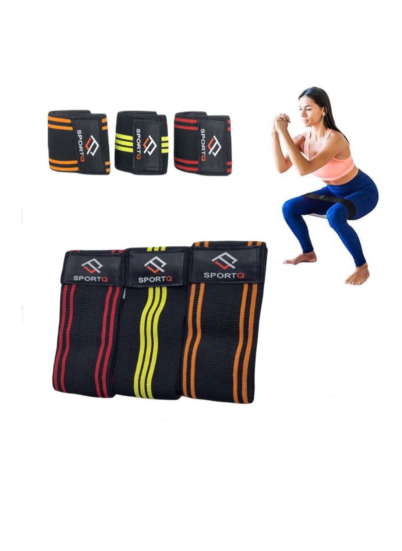 SportQ - SportQ Premium Resistance Band Set for Legs, Sit Up Band Set, Wide Hip Bands, Exercise Resistance Bands, Non-Slip Elastic Belt Loops (Set of 3)multicolor - Image 1