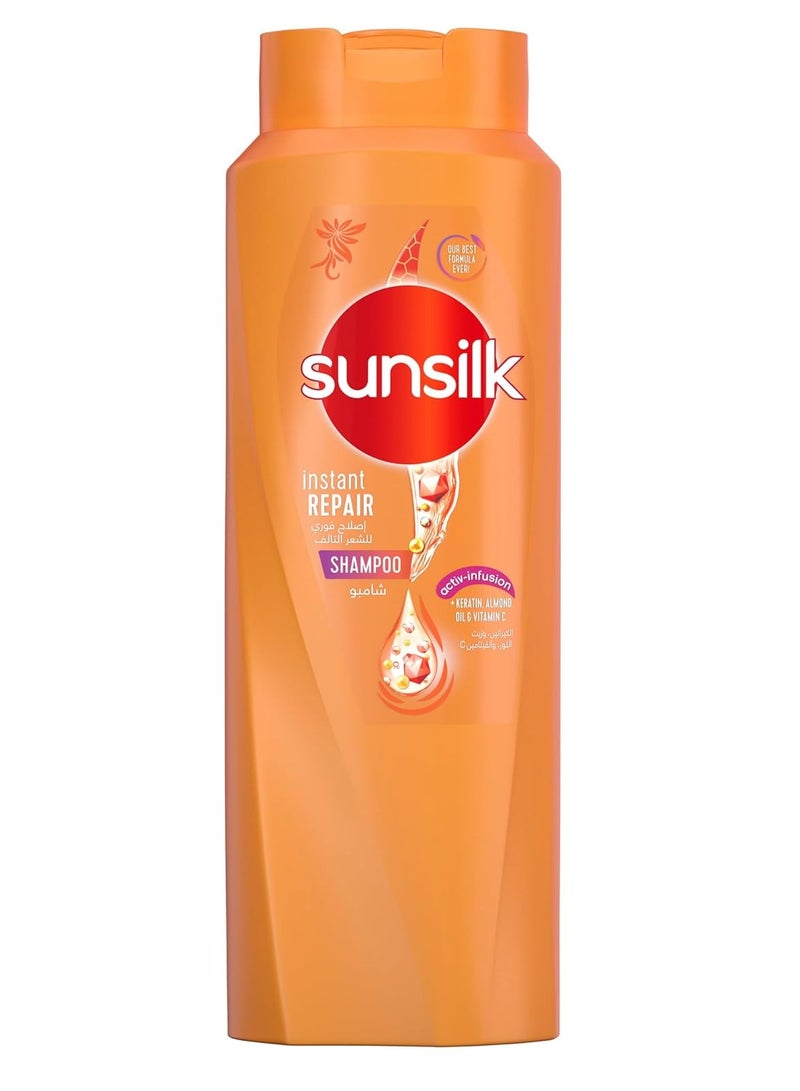 صانسيلك شامبو لإصلاح الشعر التالف على الفور مع الكيراتين وزيت اللوز وفيتامين سي 700 مل