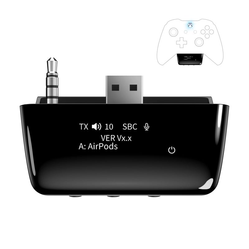 YOCOWOCO Bluetooth 5.2 Wireless Audio Adapter for Xbox One, Xbox Series X|S and Elite 2 Controller, Xbox Mic Adapter with Screen Supports Low Latency - Image 1