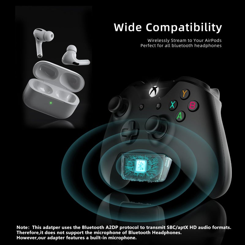 YOCOWOCO Bluetooth 5.2 Wireless Audio Adapter for Xbox One, Xbox Series X|S and Elite 2 Controller, Xbox Mic Adapter with Screen Supports Low Latency - Image 3