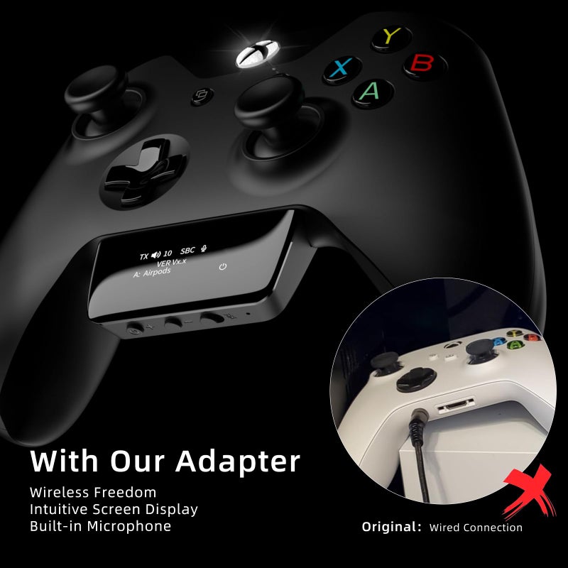 YOCOWOCO Bluetooth 5.2 Wireless Audio Adapter for Xbox One, Xbox Series X|S and Elite 2 Controller, Xbox Mic Adapter with Screen Supports Low Latency - Image 5