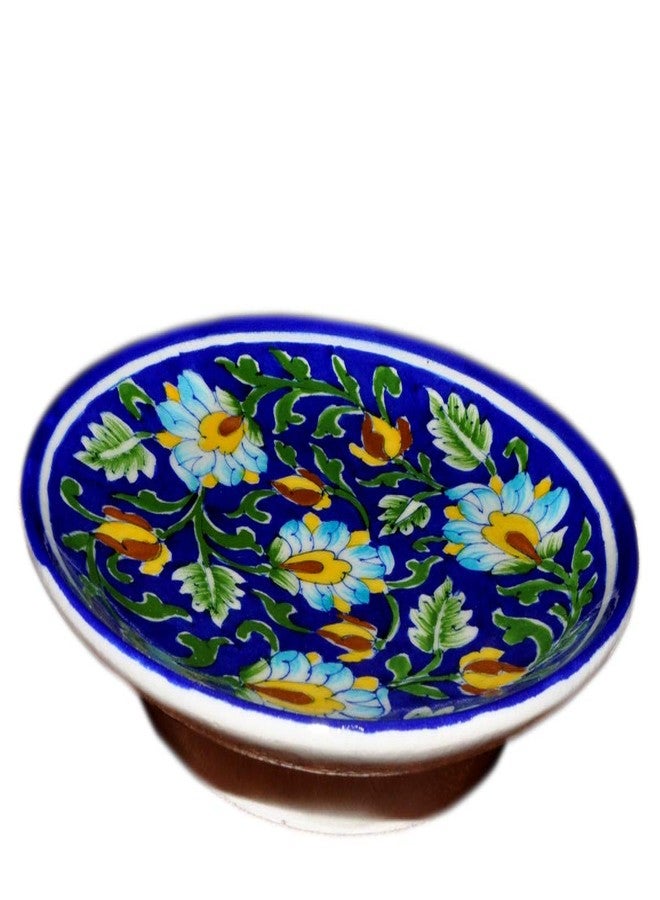 Shiv Kripa Blue Pottery Shiv KRIPA Blue Art Pottery Ceramic Wall Hanging Handmade 7 Inch Round Plate (Blue & Multi) - Image 2