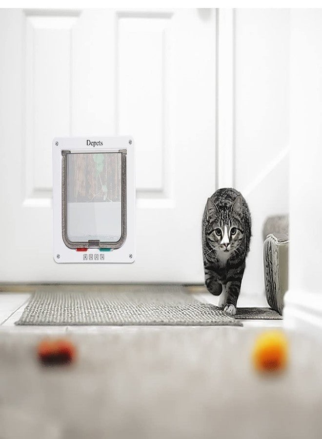 Depets Medium Cat Flap Door with 4 Way Lock (Outer Size 7.5" x 7.8"), Magnetic Pet Door Kit White, Weather-Resistant Cat Door for Cats & Doggy - Image 4