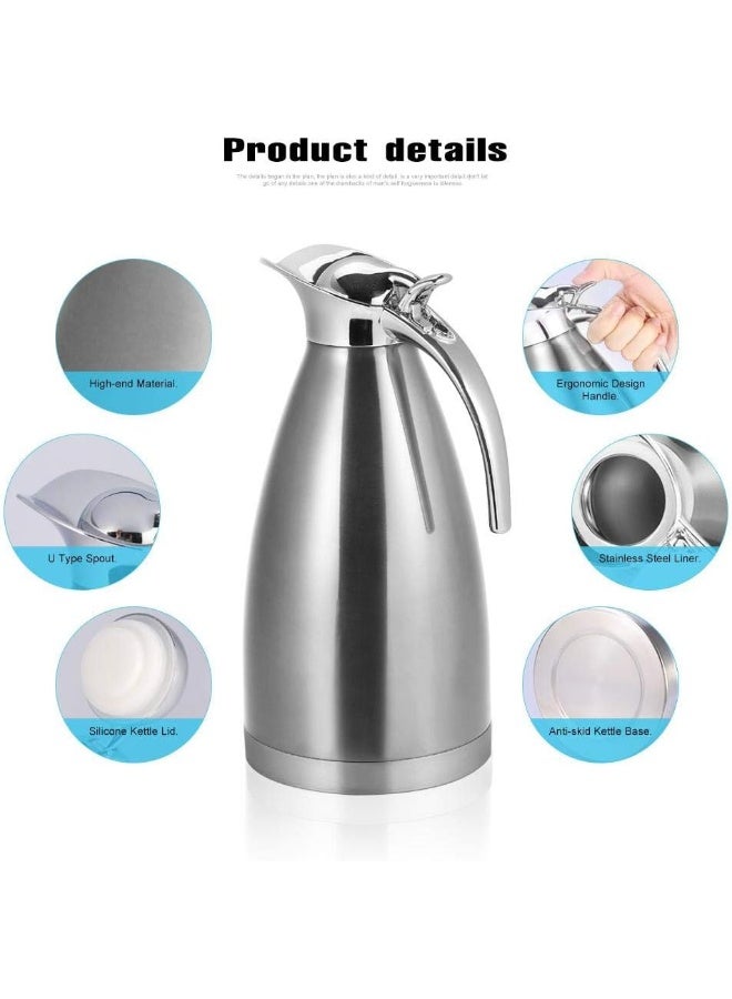 fasient غلاية قهوة فاسيانت من الفولاذ المقاوم للصدأ، زجاجة ماء ساخن معزولة حرارياً بجدار مزدوج سعة 2 لتر - Image 4