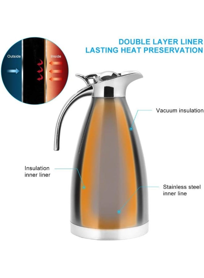 fasient غلاية قهوة فاسيانت من الفولاذ المقاوم للصدأ، زجاجة ماء ساخن معزولة حرارياً بجدار مزدوج سعة 2 لتر - Image 3