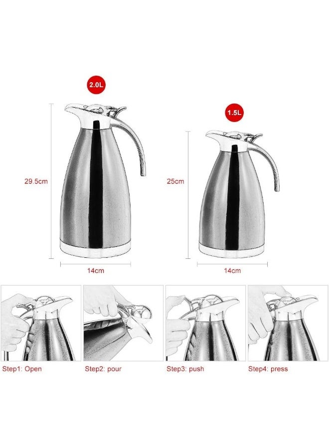 fasient غلاية قهوة فاسيانت من الفولاذ المقاوم للصدأ، زجاجة ماء ساخن معزولة حرارياً بجدار مزدوج سعة 2 لتر - Image 5