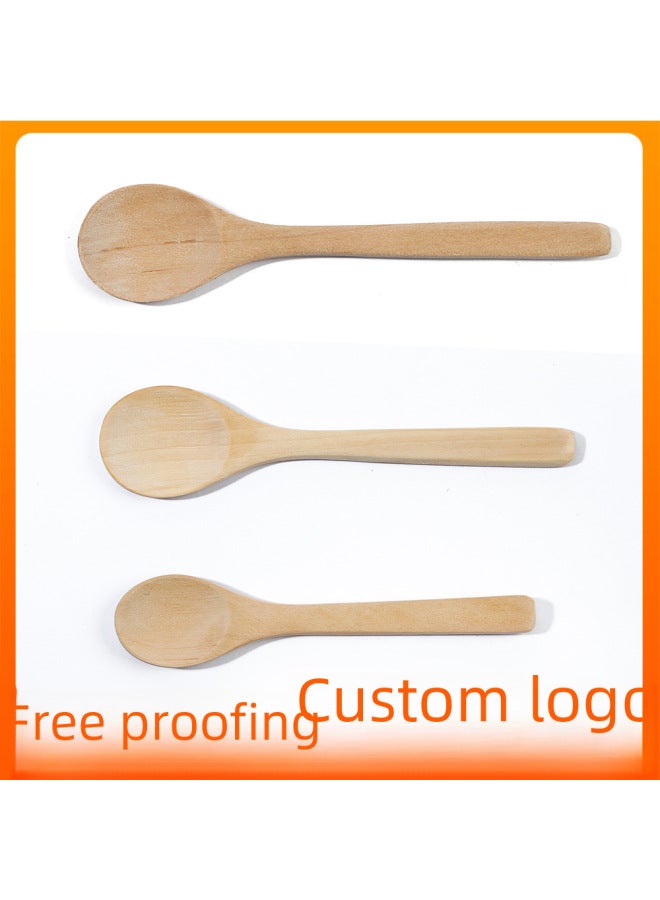 Mini Wooden Spoons Unpainted Lotus Wood Spoons Text Logo Engraving Honey Jam Dinnerware Activity Gifts-Color:No. 6 Lotus Wood Unpainted Big Tip: 17 * 3.8cm  - Image 2