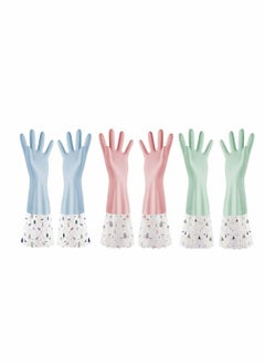 Y&D Rubber Cleaning Gloves, Reusable Waterproof Household Kitchen Dishwashing Glove, Long Sleeves, Cleaning, Food Handling, Working, Painting, Gardening, Pet Care, Large (3 Pairs)  - Image 1