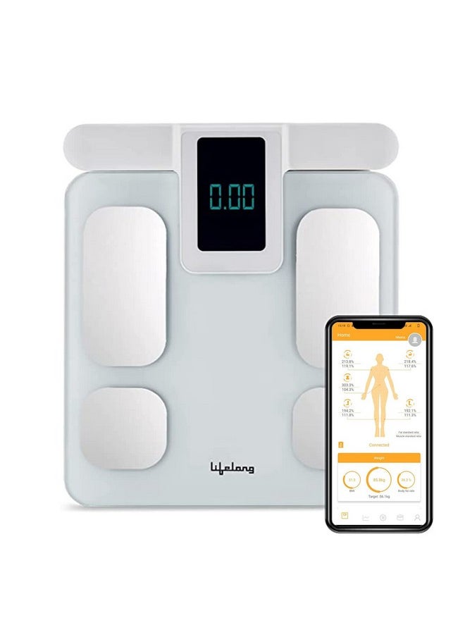 Lifelong Lifelong 8 electrode Smart Body Fat Scale (With weight display and Bmi on handle| (LLWS126 1 Year Manufacturer's warranty,White)  - Image 1