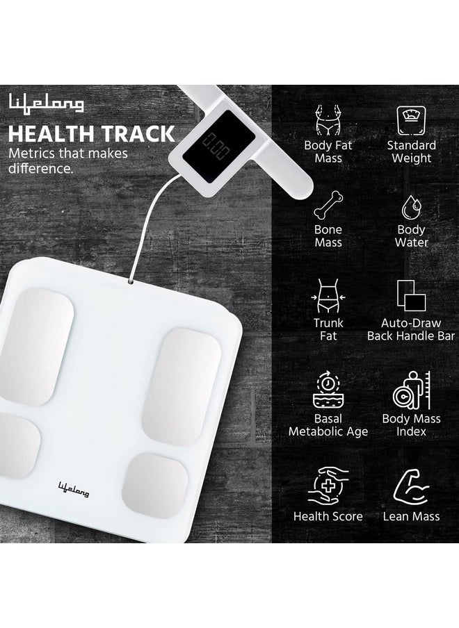 Lifelong Lifelong 8 electrode Smart Body Fat Scale (With weight display and Bmi on handle| (LLWS126 1 Year Manufacturer's warranty,White)  - Image 3