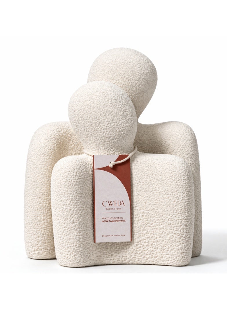Calda Lover Set – Handcrafted Eternal Love Ceramic Sculpture – Minimalist Abstract Couple Statue for Home Decor – Textured Natural Pottery Figure – Ideal Wedding or Anniversary Gift – Cream Ivory - Image 1