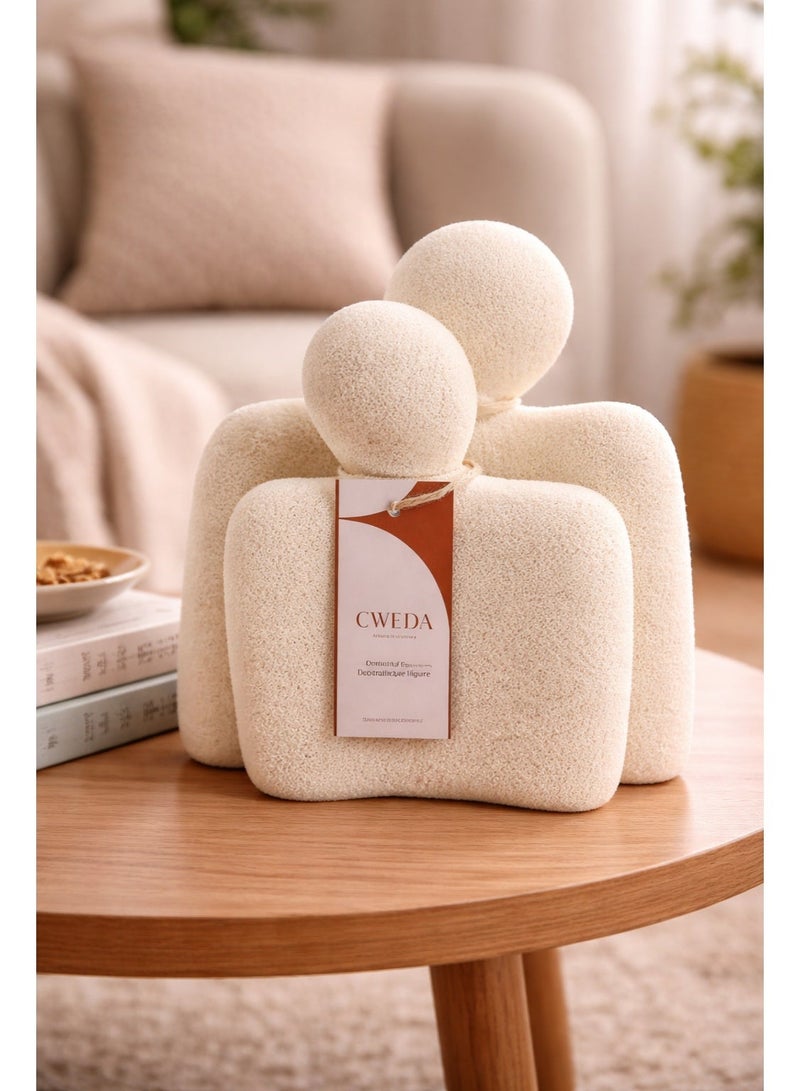 Calda Lover Set – Handcrafted Eternal Love Ceramic Sculpture – Minimalist Abstract Couple Statue for Home Decor – Textured Natural Pottery Figure – Ideal Wedding or Anniversary Gift – Cream Ivory - Image 4
