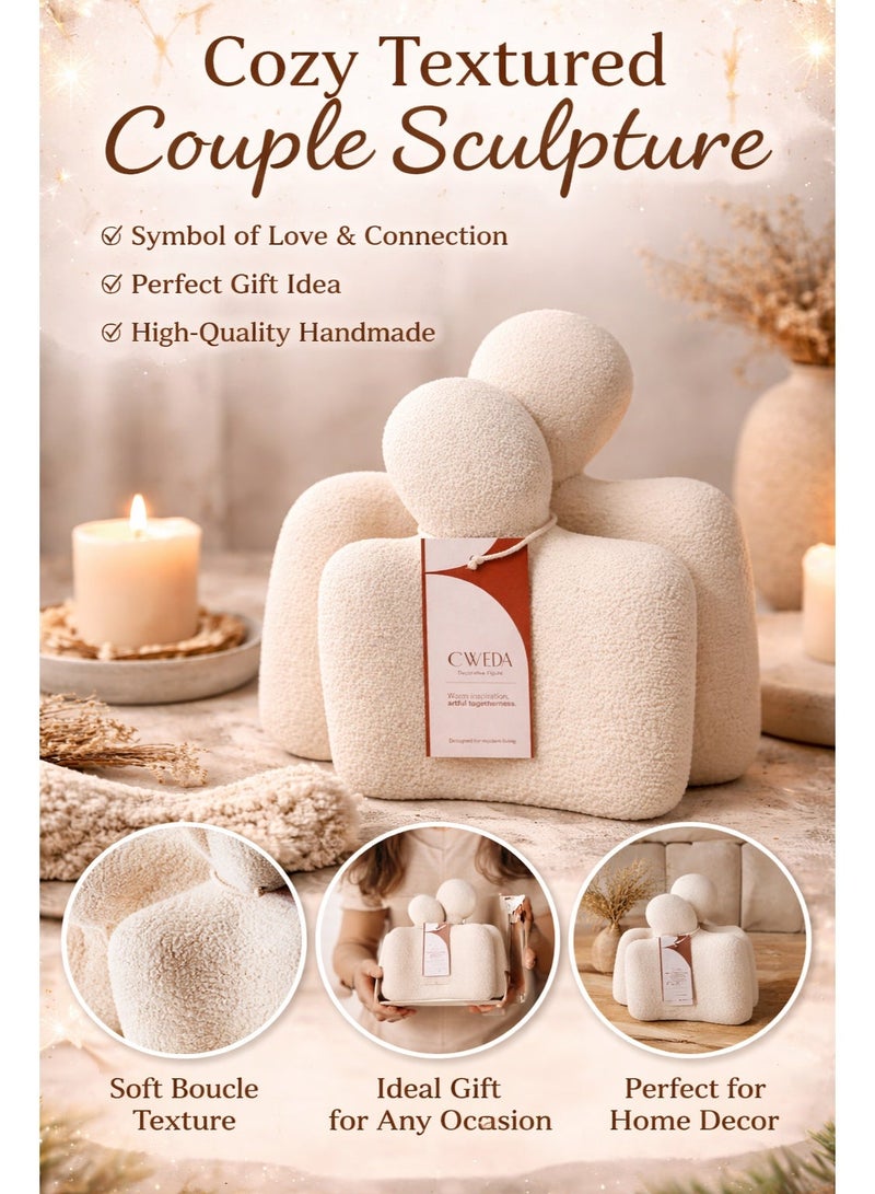 Calda Lover Set – Handcrafted Eternal Love Ceramic Sculpture – Minimalist Abstract Couple Statue for Home Decor – Textured Natural Pottery Figure – Ideal Wedding or Anniversary Gift – Cream Ivory - Image 3